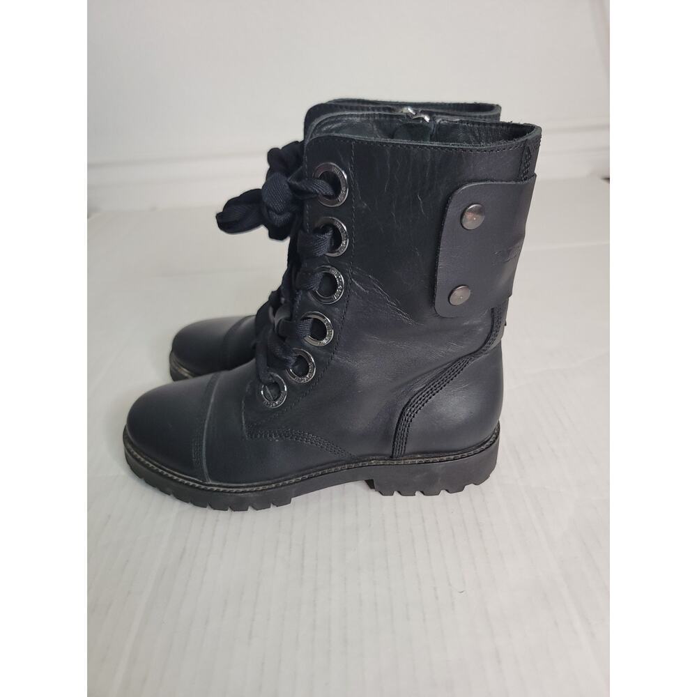 Zadig and Voltaire black Joe Leather bejeweled lace up combat boots gothcore 39